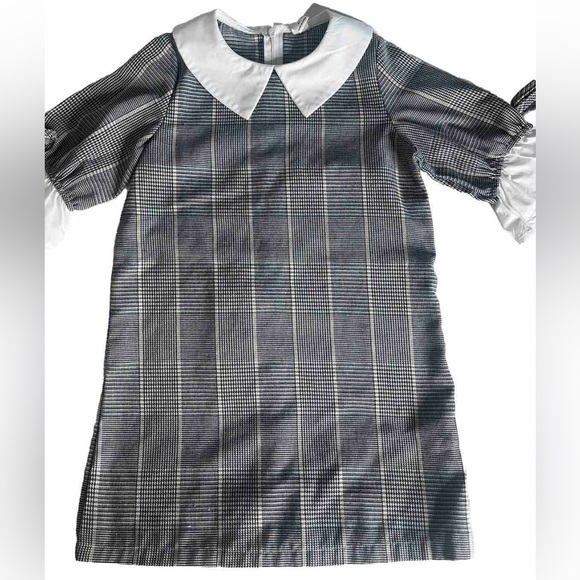 Shein kids, girls size 6Y black‎ plaid, flounce sleeve, collared dress. - Picture 3 of 6